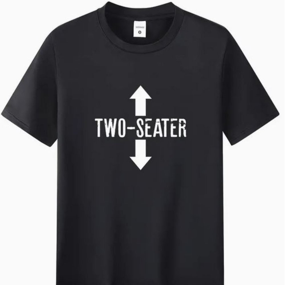 'Two Seater' Men's Casual Crew Neck Medium Black Short Sleeve T-Shirt NWOT